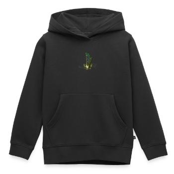 Harpe celtique avec noeud celtique et fleurs avec oiseau - Sweat Premium à capuche enfant bio - noir - Devant - AI Model Kid Male (0cm)