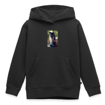 Cheval frison - Sweat Premium à capuche enfant bio - noir - Devant - AI Model Kid Male (0cm)