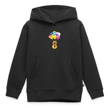 8 enfants fêtent leur heureux anniversaire - Sweat Premium à capuche enfant bio - noir - Devant - AI Model Kid Male (0cm)