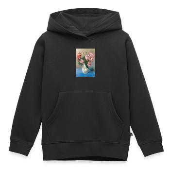 Peinture - Peinture avec des roses dans un vase. - Sweat Premium à capuche enfant bio - noir - Devant - AI Model Kid Male (0cm)