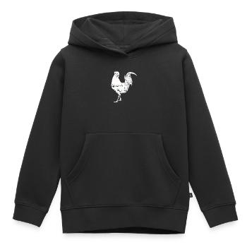Coq Poulet Coq - Sweat Premium à capuche enfant bio - noir - Devant - AI Model Kid Male (0cm)