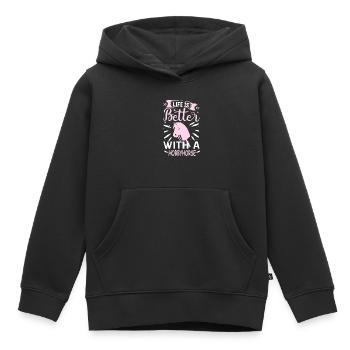 Life is better with a Hobbyhorse - Kinder Premium Organic Hoodie - Schwarz - Vorne - AI Model Kid Male (0cm)
