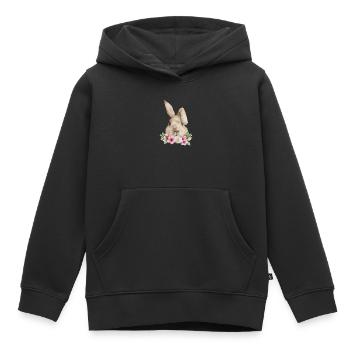 Lapin Lapin Floppy Oreille Lapin de Pâques Lapin Maman - Sweat Premium à capuche enfant bio - noir - Devant - AI Model Kid Male (0cm)