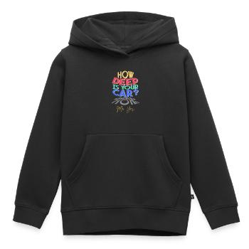 Quelle est la profondeur de votre voiture? - Sweat Premium à capuche enfant bio - noir - Devant - AI Model Kid Male (0cm)