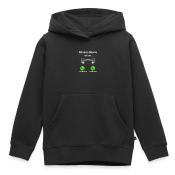 Fitness Studio ruft an - annehmen oder annehmen? - Kinder Premium Organic Hoodie - Schwarz - Vorne - AI Model Kid Male (0cm)