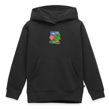 Camping Camping Motif - Kids Premium Organic Hoodie - black - Front - AI Model Kid Male (0cm)