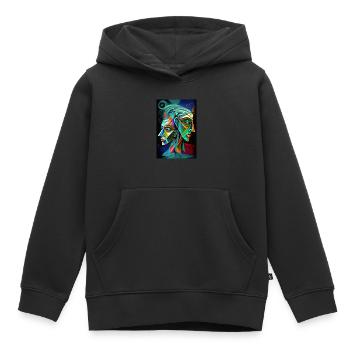 Métamorohose de deux visages individuels - Sweat Premium à capuche enfant bio - noir - Devant - AI Model Kid Male (0cm)