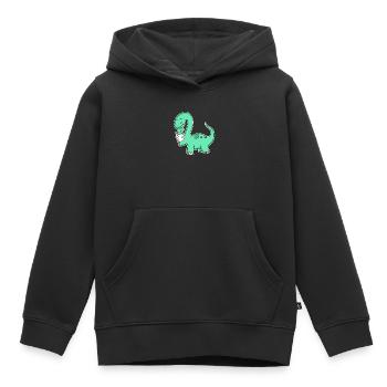 Dinosaure avec bébé dinosaure - Sweat Premium à capuche enfant bio - noir - Devant - AI Model Kid Male (0cm)