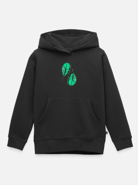 Zwei Blätter - Kinder Premium Organic Hoodie - Schwarz