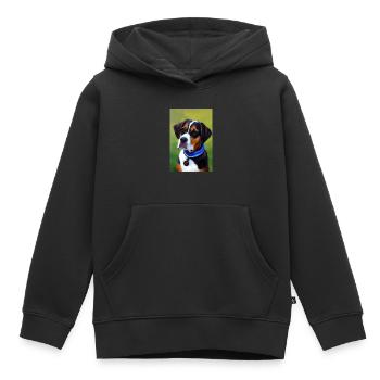 Hunde Bild - Kinder Premium Organic Hoodie - Schwarz - Vorne - AI Model Kid Male (0cm)