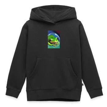 Grenouille dans une bulle - Sweat Premium à capuche enfant bio - noir - Devant - AI Model Kid Male (0cm)