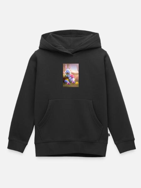 Osterhase mit Oster Eier - Kinder Premium Organic Hoodie - Schwarz