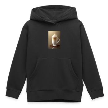 Café, grains de café - Sweat Premium à capuche enfant bio - noir - Devant - AI Model Kid Male (0cm)