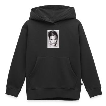 Femme avec boucle d’oreille - Sweat Premium à capuche enfant bio - noir - Devant - AI Model Kid Male (0cm)