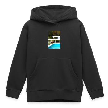Villa blanche avec piscine - Sweat Premium à capuche enfant bio - noir - Devant - AI Model Kid Male (0cm)