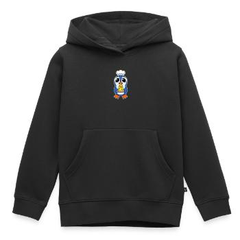 Pizza pingouin gourmet - Sweat Premium à capuche enfant bio - noir - Devant - AI Model Kid Male (0cm)