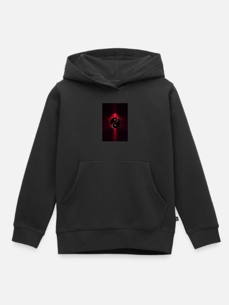 Yin Yang rouge 1 - Sweat Premium à capuche enfant bio - noir