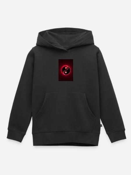 Yin Yang rot 2 - Kinder Premium Organic Hoodie - Schwarz