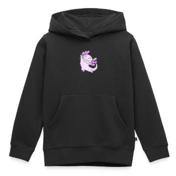 Joyeux Axolotl - Sweat Premium à capuche enfant bio - noir - Devant - AI Model Kid Male (0cm)