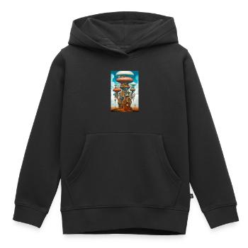 Ville champignon - Sweat Premium à capuche enfant bio - noir - Devant - AI Model Kid Male (0cm)
