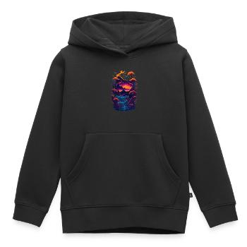 Fantastische Landschaftsillustration - Kinder Premium Organic Hoodie - Schwarz - Vorne - AI Model Kid Male (0cm)