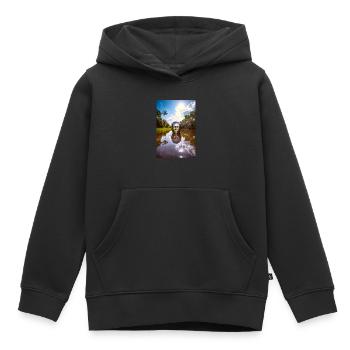 Amazone - Sweat Premium à capuche enfant bio - noir - Devant - AI Model Kid Male (0cm)