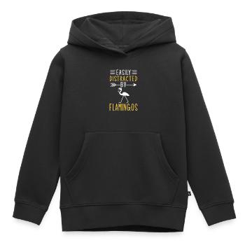 Leicht abgelenkt von Flamingos - Kinder Premium Organic Hoodie - Schwarz - Vorne - AI Model Kid Male (0cm)