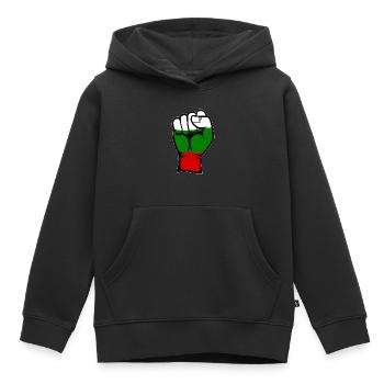Drapeau de la Bulgarie Symbole de la main du poing - Sweat Premium à capuche enfant bio - noir - Devant - AI Model Kid Male (0cm)