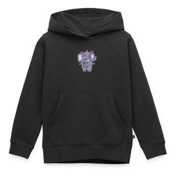 Elefant Familie - Elefant mit Baby - Elefanten - Kinder Premium Organic Hoodie - Schwarz - Vorne - AI Model Kid Male (0cm)