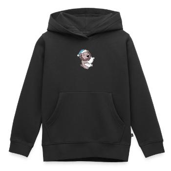 Löwe mit Kissen und Schlafmütze - Kinder Premium Organic Hoodie - Schwarz - Vorne - AI Model Kid Male (0cm)