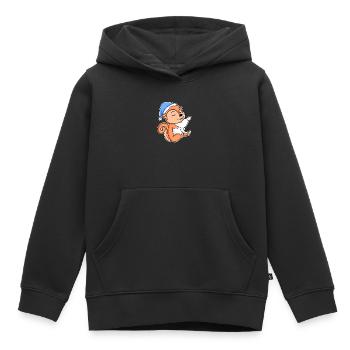 Eichhörnchen mit Kissen und Schlafmütze - Kinder Premium Organic Hoodie - Schwarz - Vorne - AI Model Kid Male (0cm)