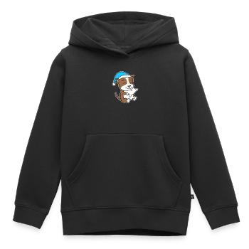 Staffordshire Bull Terrier Sleeping Fatigue Dog - Kids Premium Organic Hoodie - black - Front - AI Model Kid Male (0cm)