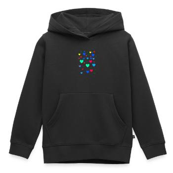 Coeurs, coeurs, coeurs colorés, coeurs rouges - Sweat Premium à capuche enfant bio - noir - Devant - AI Model Kid Male (0cm)
