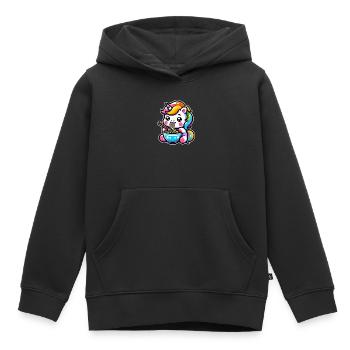Japanische Kawaii Einhorn Ramen Asiatische Küche - Kinder Premium Organic Hoodie - Schwarz - Vorne - AI Model Kid Male (0cm)