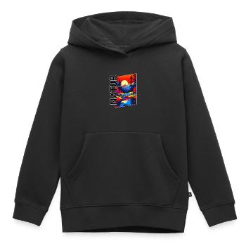Nature - Sweat Premium à capuche enfant bio - noir - Devant - AI Model Kid Male (0cm)