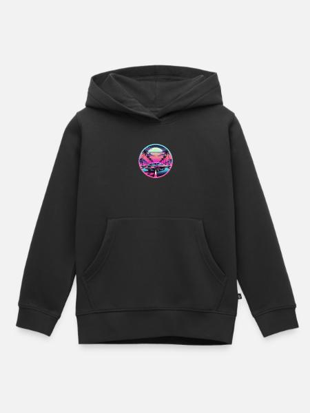 Rétro coucher de soleil Muscle Car conduite - Sweat Premium à capuche enfant bio - noir