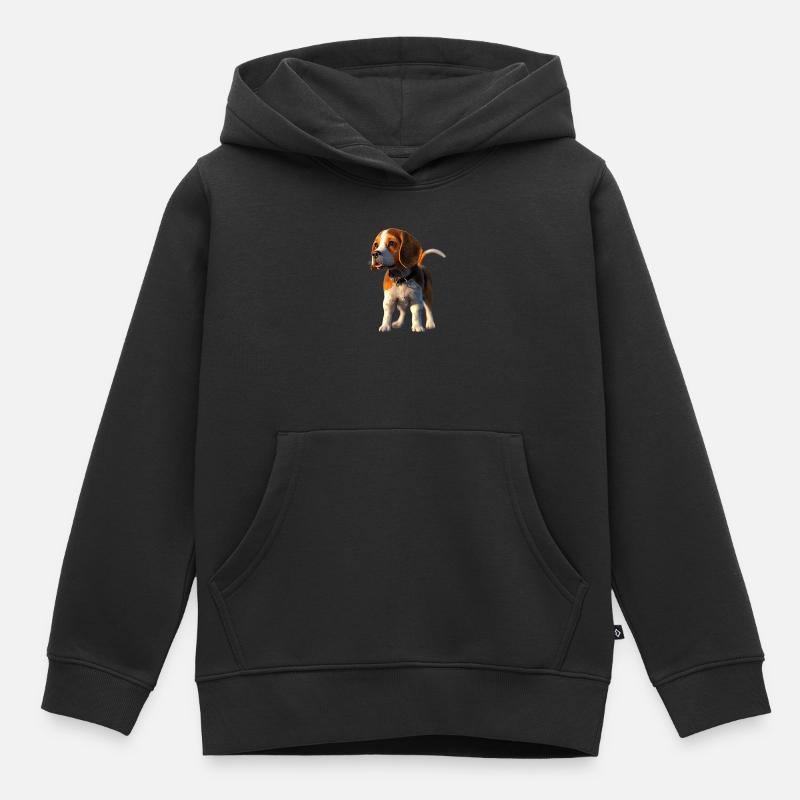 Beagle Chiot Beagles Chien mignon Beagle anglais - Sweat Premium à capuche enfant bio - noir