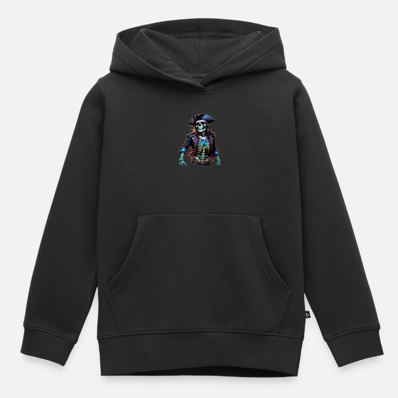 Illustration de squelette de pirate - Sweat Premium à capuche enfant bio - noir