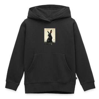 Lapin de nuit dans le brouillard - Sweat Premium à capuche enfant bio - noir - Devant - AI Model Kid Male (0cm)