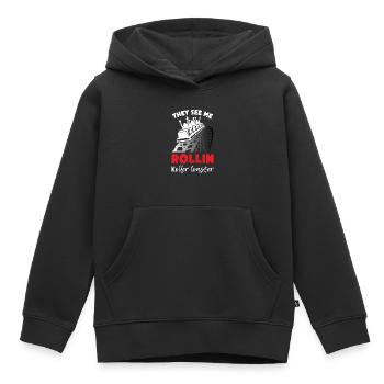 Ils me voient Rollin Montagnes russes - Sweat Premium à capuche enfant bio - noir - Devant - AI Model Kid Male (0cm)