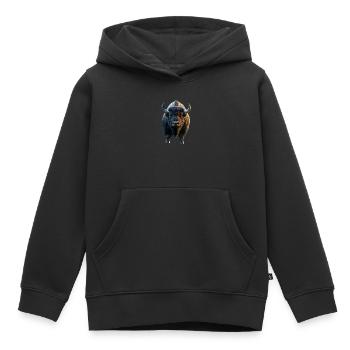 Bison, Bison, Bovins sauvages, Bison, Bison d’Amérique - Sweat Premium à capuche enfant bio - noir - Devant - AI Model Kid Male (0cm)