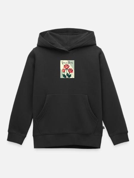 Soon in Bloom Rosenmotiv - Kinder Premium Organic Hoodie - Schwarz