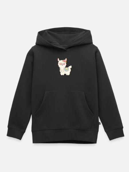 Süßes Lama Sommer - Kinder Premium Organic Hoodie - Schwarz