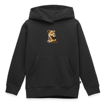 Lionne Lionne Maman Lionne Lionnes Maman Lions sauvages - Sweat Premium à capuche enfant bio - noir - Devant - AI Model Kid Male (0cm)