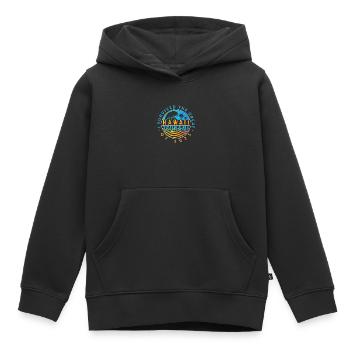 Badge survivant du tsunami à Hawaï - Sweat Premium à capuche enfant bio - noir - Devant - AI Model Kid Male (0cm)