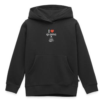 Heart and Qi Gong Meditation - Kids Premium Organic Hoodie - black - Front - AI Model Kid Male (0cm)