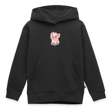 Porc Porcelet - Sweat Premium à capuche enfant bio - noir - Devant - AI Model Kid Male (0cm)