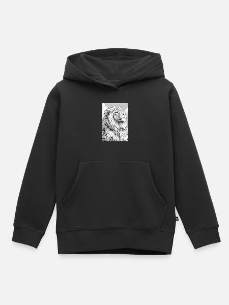 Illustration eines Löwen - Kinder Premium Organic Hoodie - Schwarz