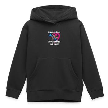 Mécanicien de machines agricoles avec HEART - Sweat Premium à capuche enfant bio - noir - Devant - AI Model Kid Male (0cm)