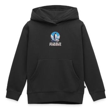 Pingouins Pingouin - Sweat Premium à capuche enfant bio - noir - Devant - AI Model Kid Male (0cm)